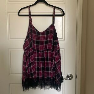 Torrid Lace Flowy Top (school uniform fabric)- Purple